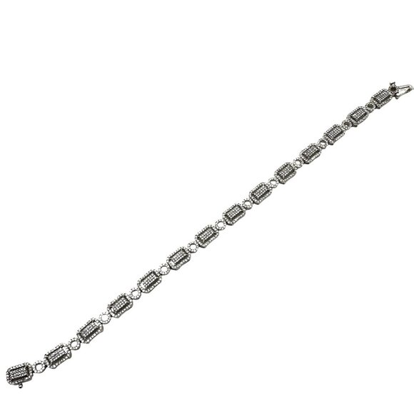 Womens Bracelet 14K White Gold 2 CT. Total Weight Diamond Art Deco Inspired - Picture 8 of 9
